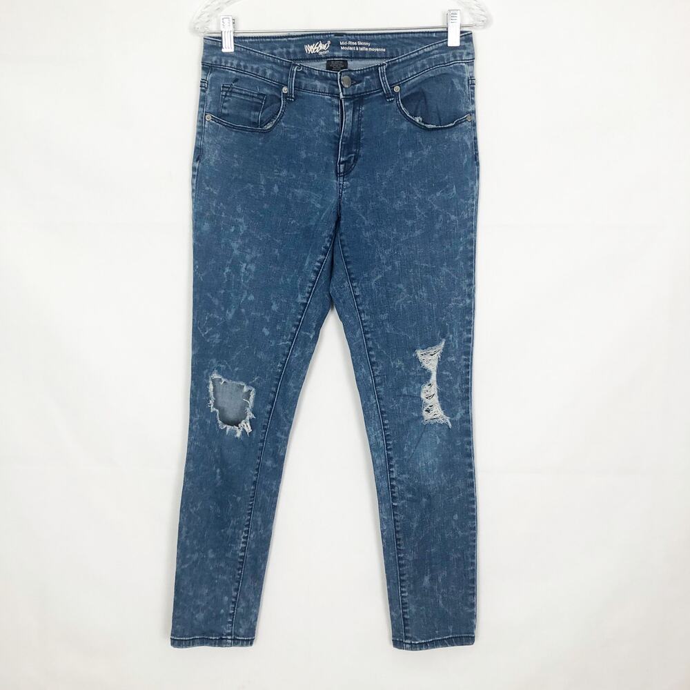 Mossimo Mid-Rise Skinny Tie-Dye Distressed Jeans 8/29